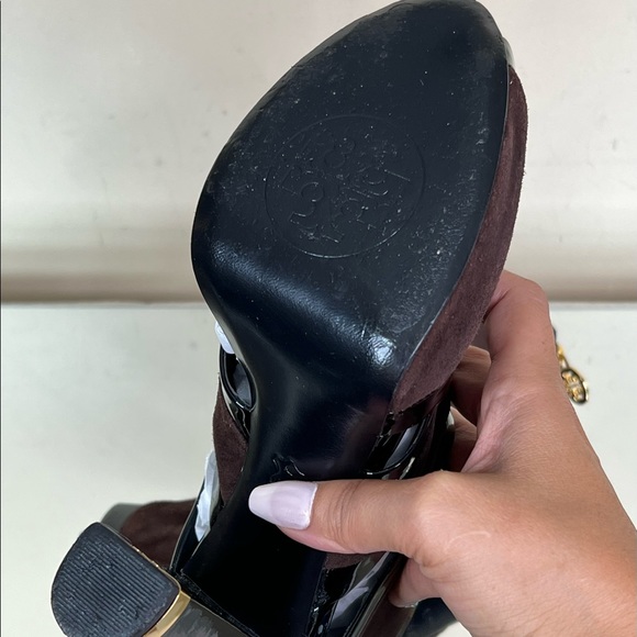 Tory Burch Suede Patent Heel Bootie - Picture 5 of 11